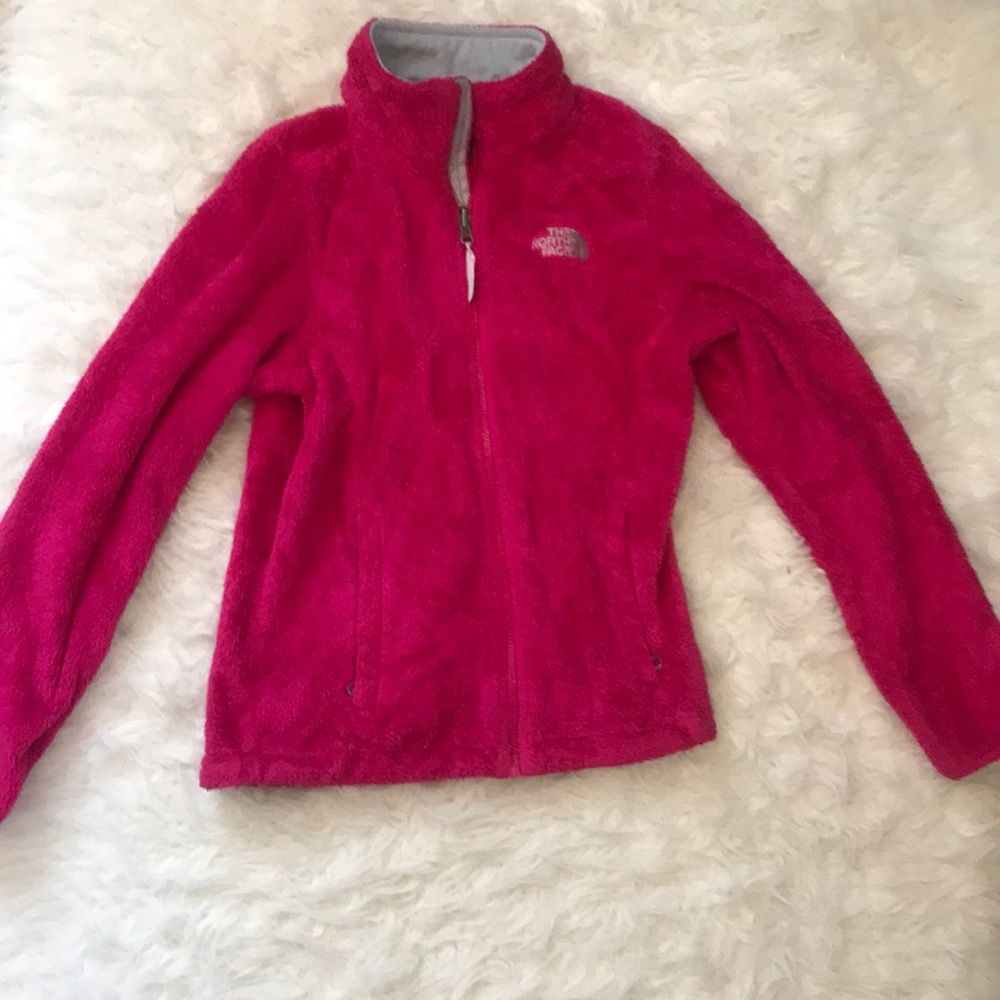 Fuzzy pink north face jacket / sweatshirt